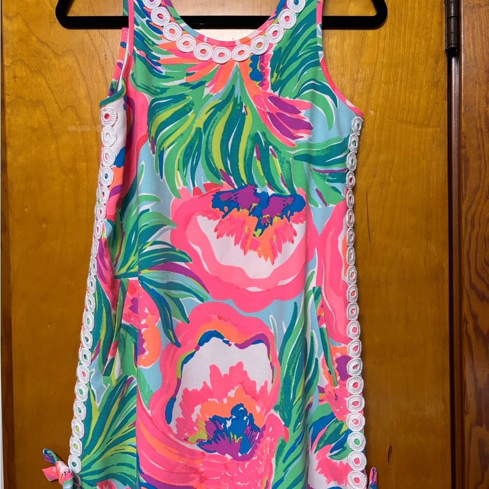Lilly Pulitzer Vibrant Pink and Green Mini Shift Dress